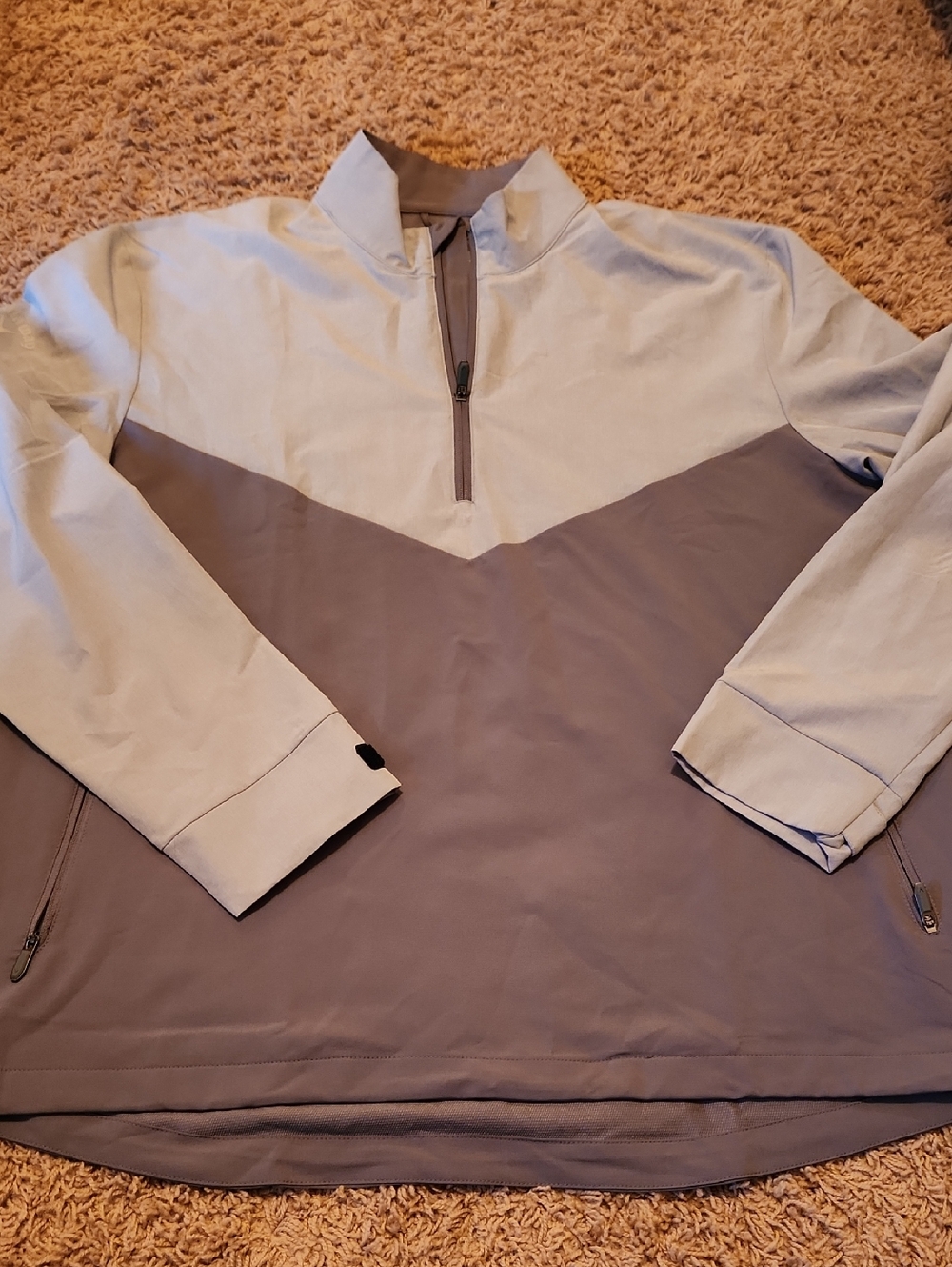 Callaway Men's Two-Tone Quarter-Zip Pullover Jacket - Light Gray & Gray Size L